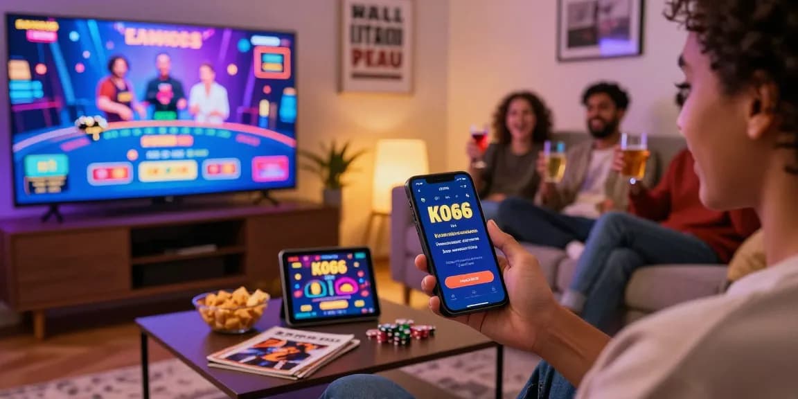 Exciting KO66 online gaming experience in a cozy living room with friends discussing strategies.