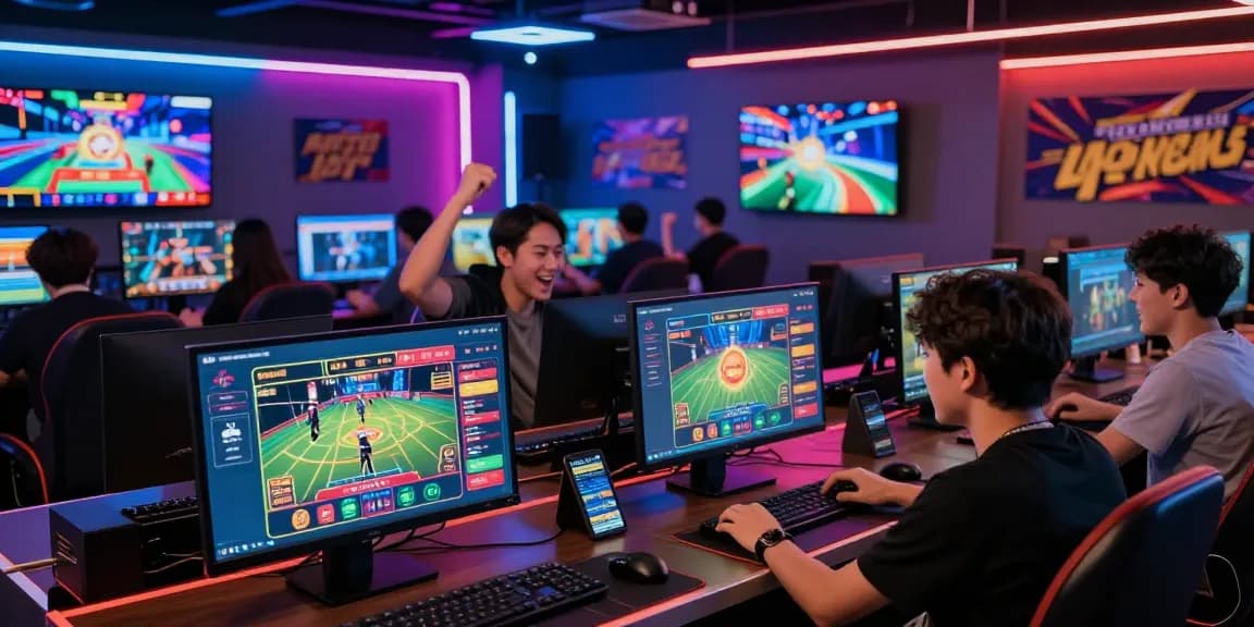 Participants enjoying live gaming experiences on lotus365 at a modern betting hub, showcasing an engaging atmosphere.