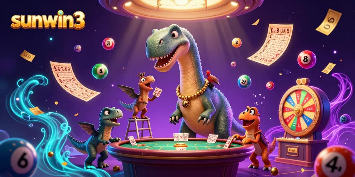 Engage with sunwin3 while witnessing an extraordinary 3D casino scene featuring a giant brontosaurus and a clever raptor dealer.