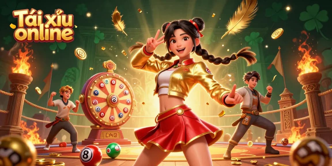 Engaging illustration promoting Tài xỉu online with colorful elements, exciting gameplay, and vibrant entertainment atmosphere.