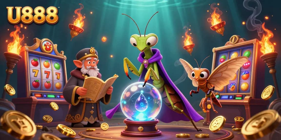 Experience thrills with U888's slots, featuring a mystical fortune teller and exciting game elements.