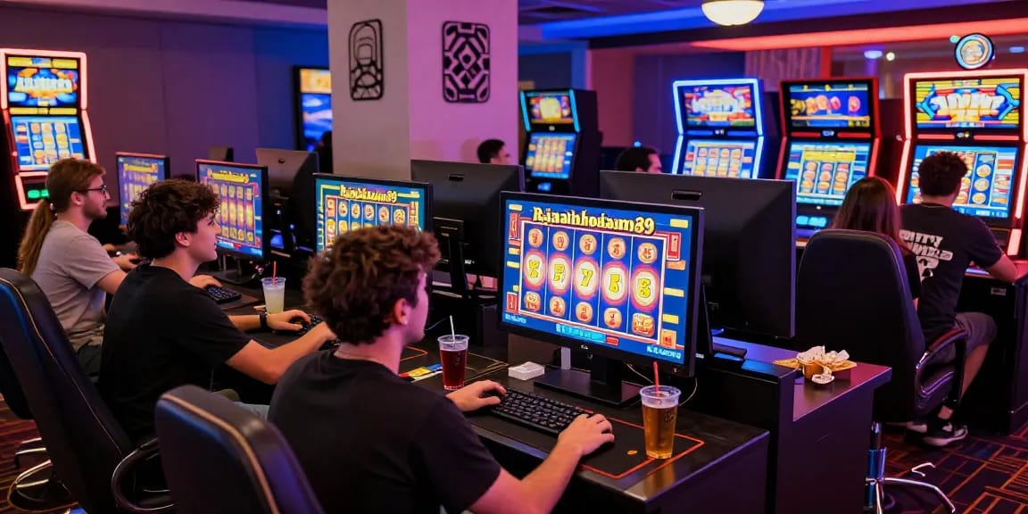 Players enjoying the thrill of the rajakhodam89 slot in a vibrant online casino atmosphere.