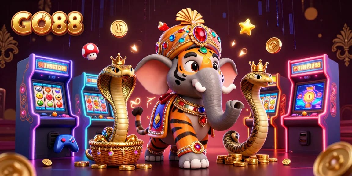 GO88: Engage in thrilling gameplay with slot reels and exciting casino elements in a vibrant 3D world.