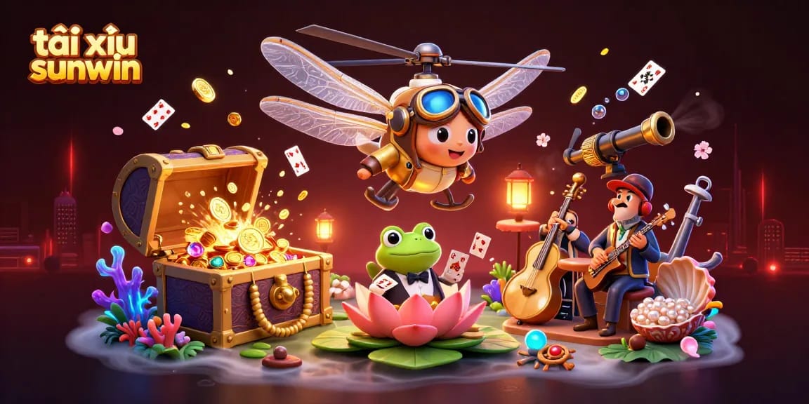 Players winning at tài xỉu sunwin enjoy an immersive casino atmosphere, 3D illustration with vibrant details.