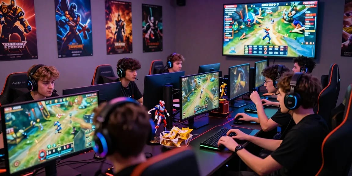 komunitas gamer berkumpul untuk bermain terjun4d dengan semangat di ruangan yang penuh warna