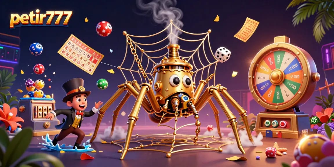 Experience the thrill of gaming with petir777, where a steampunk spider weaves winning strategies.