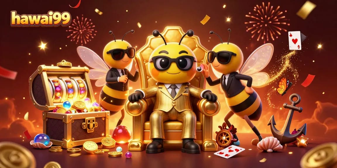 Engage with hawai99's thrilling slot experience featuring vibrant characters and casino elements.