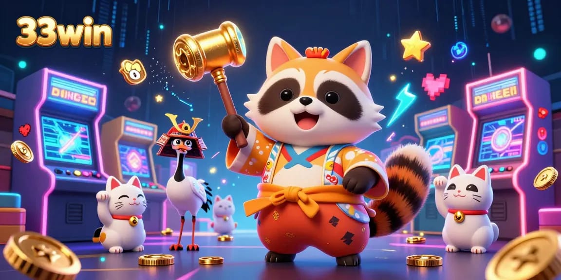 Experience thrilling gameplay at 33win with cheerful characters and vibrant casino elements.