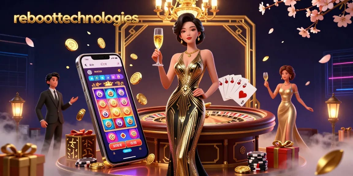 Experience the excitement of gaming with reboottechnologies, showcasing an elegant casino scene filled with lavish elements.
