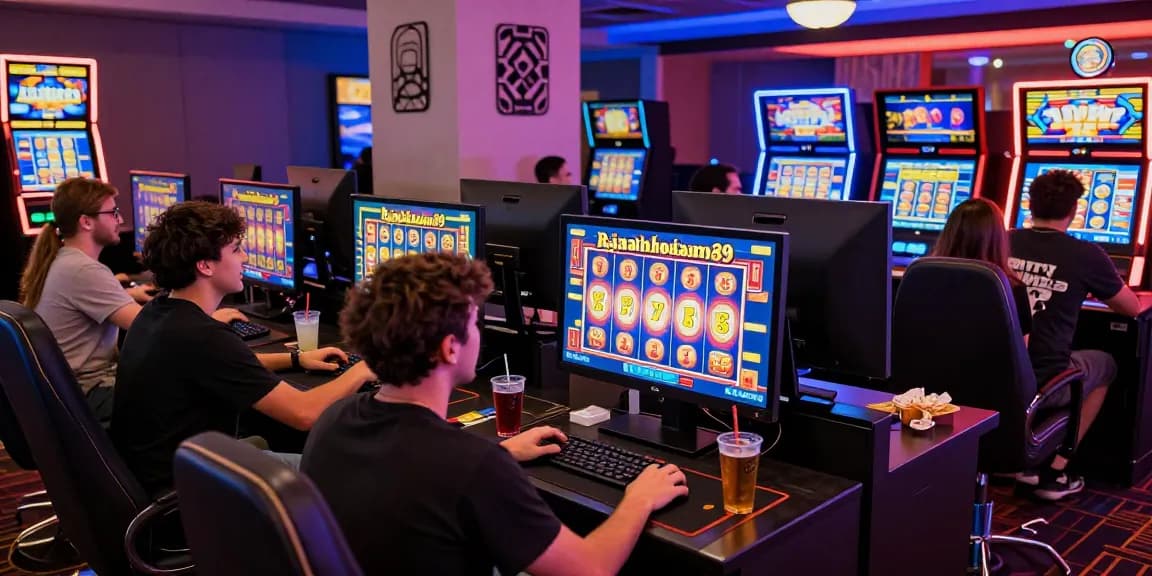 Players enjoying the thrill of the rajakhodam89 slot in a vibrant online casino atmosphere.