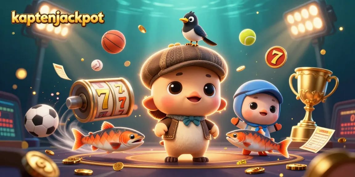 Engage with the excitement of kaptenjackpot, featuring vibrant characters and dynamic slot elements.