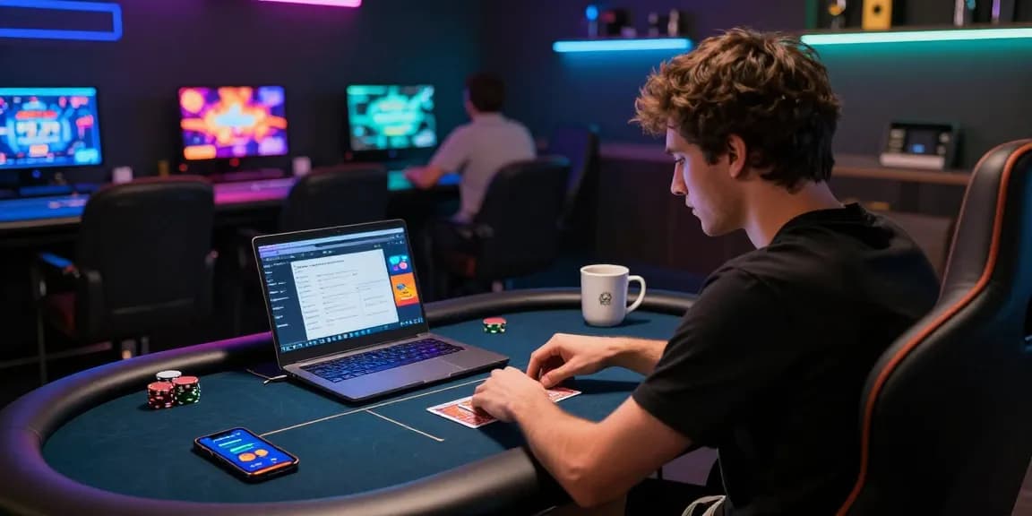 Experience the thrill of online poker gaming with Daftar Dominobet in a vibrant digital setup.