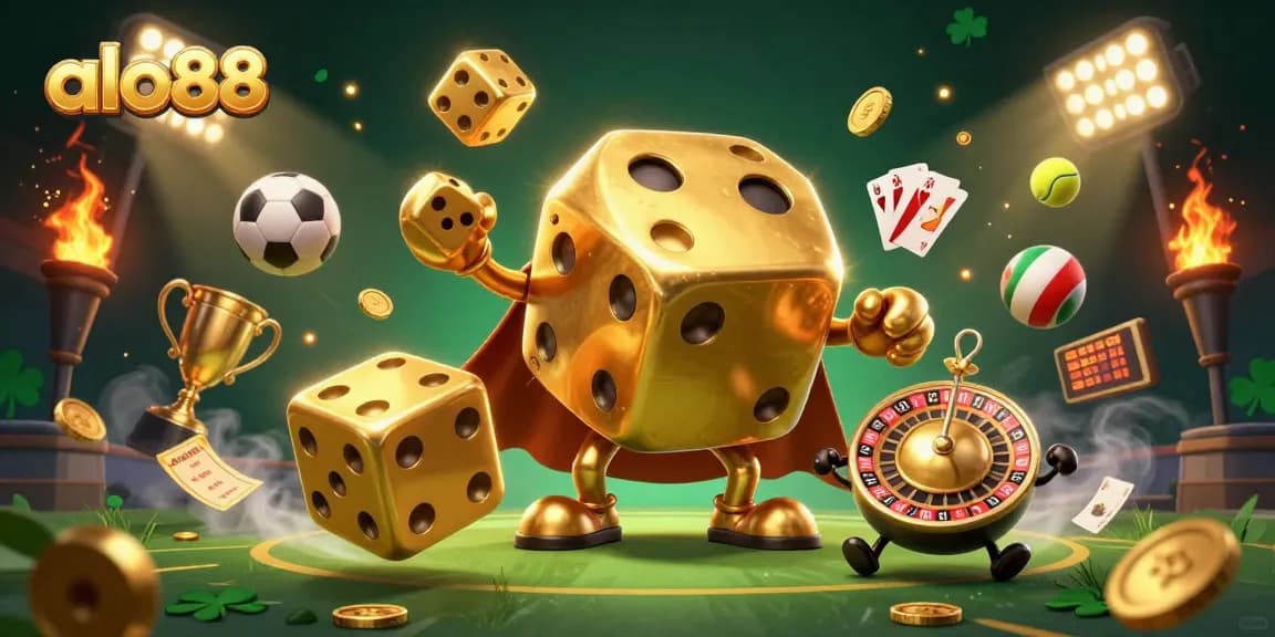 Watch the golden dice golem and companion in an exciting betting scene at alo88.