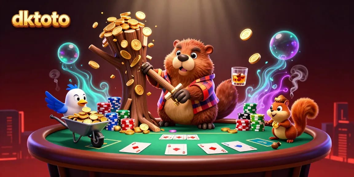 Experience thrilling gameplay with dktoto in this vibrant casino scene filled with gold coins and poker excitement.