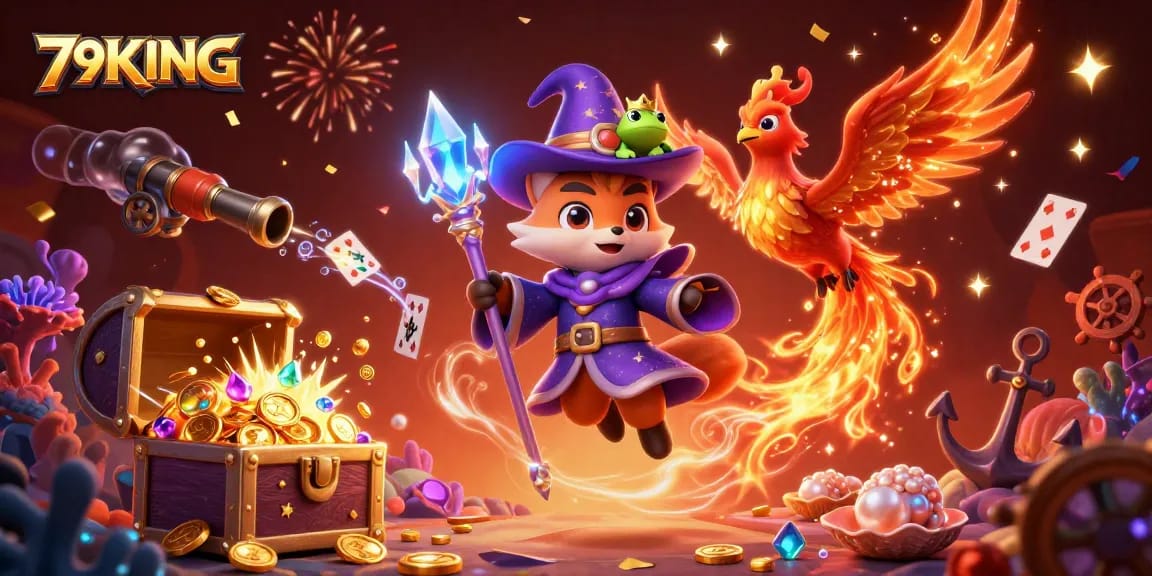 Engage in thrilling gameplay at 79KING's vibrant online casino, featuring dynamic treasures and magical elements.