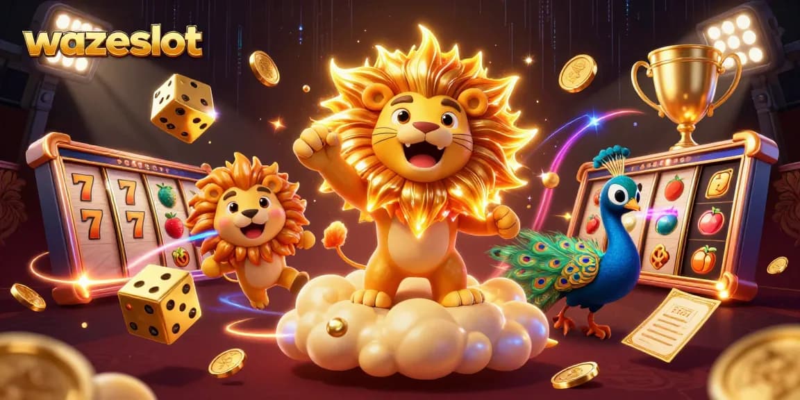 Play on the vibrant WAZESLOT platform with dynamic casino game elements and rich illustrations.