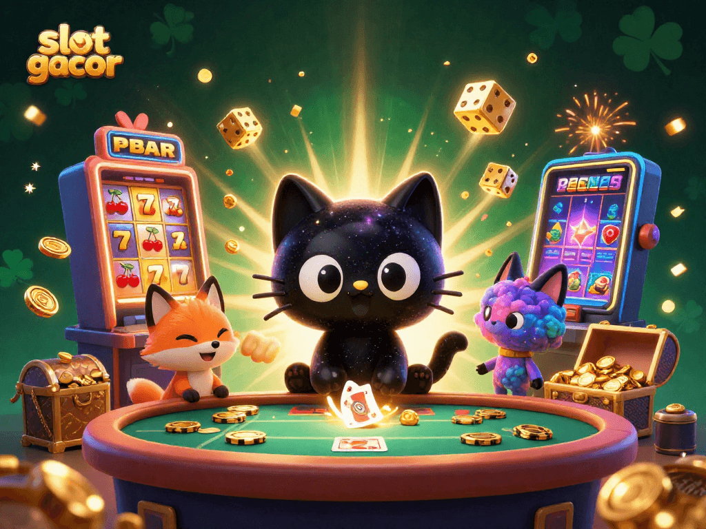 Experience the thrill of slot gacor with jackpots exploding, featuring a cosmic casino scene.