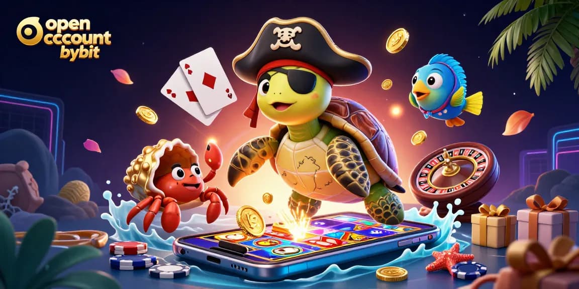 Engage in exciting crypto trading and open account bybit with fun gaming illustrations.