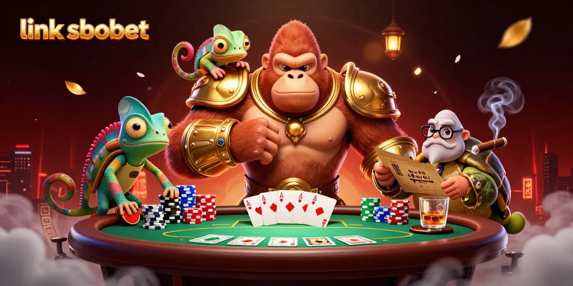 Engage in thrilling sports betting action with link sbobet in a vibrant casino scene featuring dynamic characters.