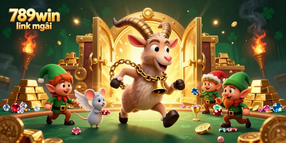 Win at 789win link mới with vibrant 3D casino characters and exciting treasures.