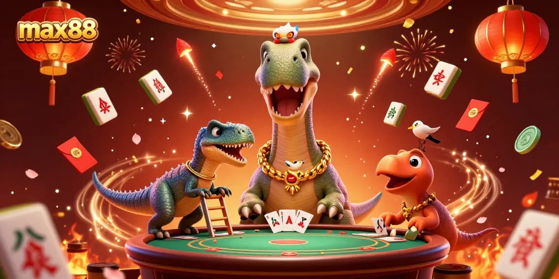 Experience the vibrant world of max88 with 3D characters and festive casino elements.
