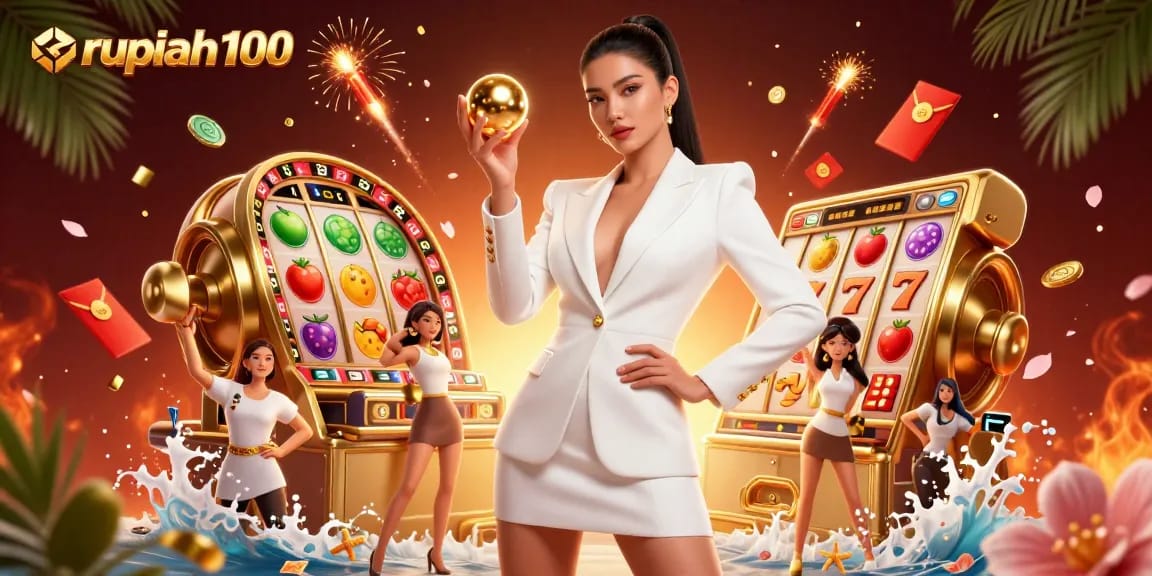 Spin the reels with rupiah100 while enjoying a luxurious casino ambiance and vibrant festive elements.