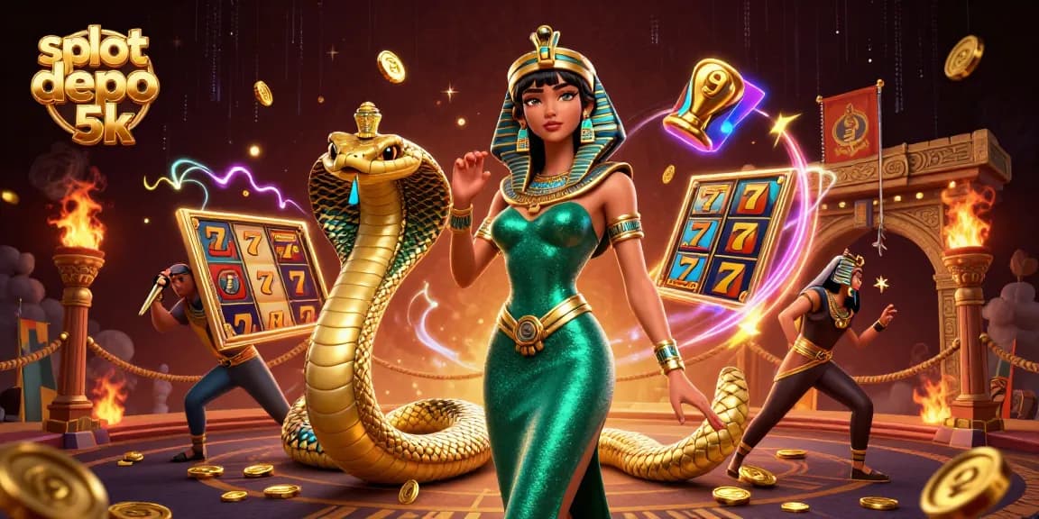 Engage with slot depo 5k thrills in a richly illustrated 3D scene capturing casino excitement.