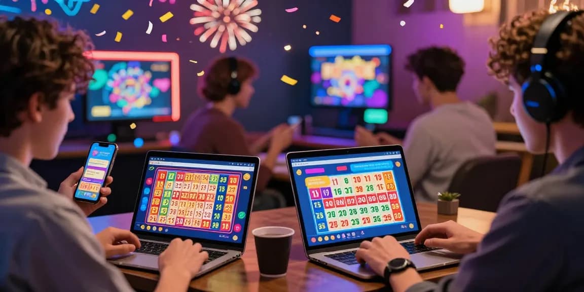 Pengalaman bermain lotere online di https://honda555.net/ dengan pemain bersemangat dan layar digital penuh warna.
