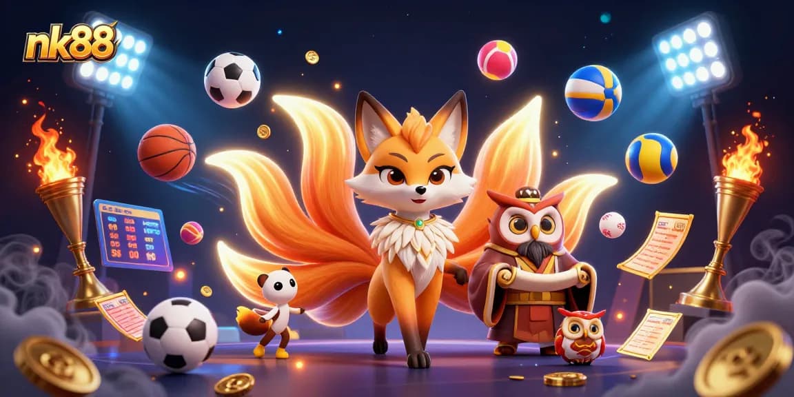 Experience the thrill of nk88's vibrant casino world with sports elements and mystical characters.