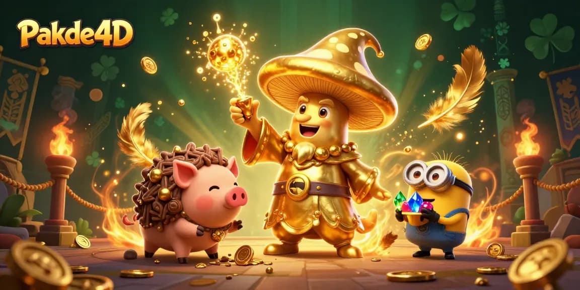 Pakde4D offers players a captivating scene with a magical mushroom wizard, truffle pig, and treasure-filled atmosphere.