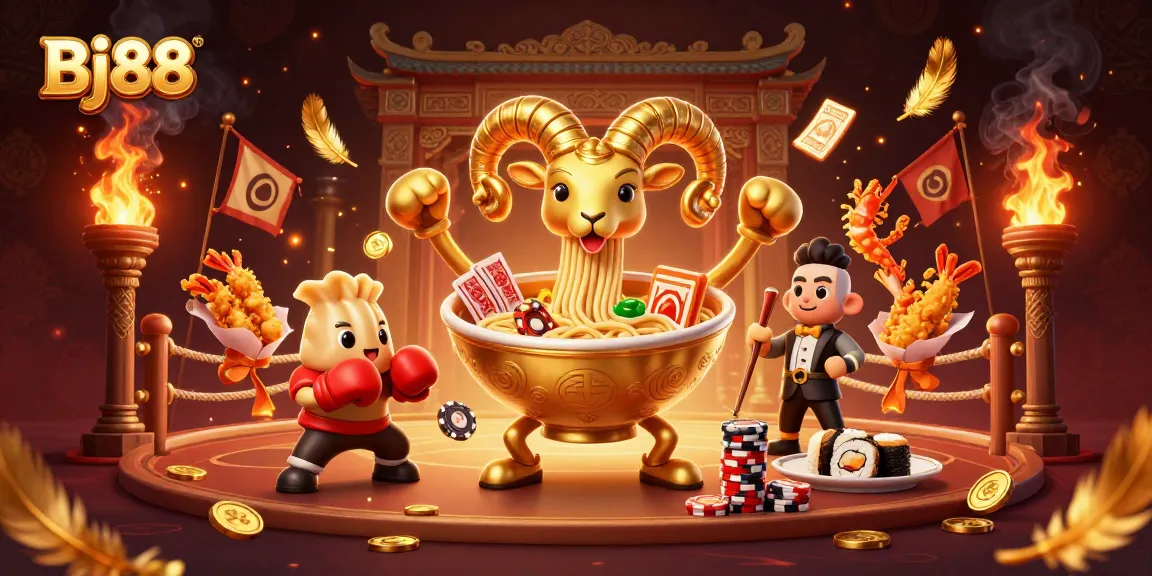 Bj88 offers thrilling betting experiences with a lively 3D casino illustration featuring engaging characters and dynamic elements.