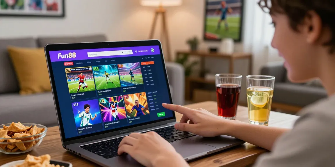 Beginner using fun88casino interface to place a sports bet with excitement and snacks nearby