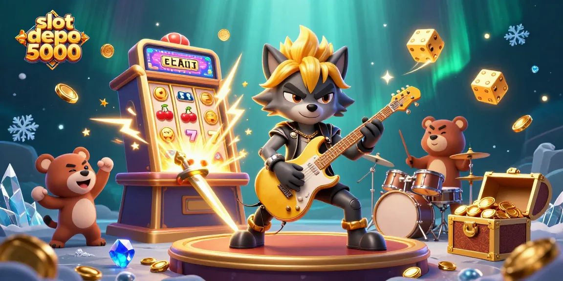 Engage with slot depo 5000’s exciting experience featuring a jubilant wolf guitarist and jackpot symbols!