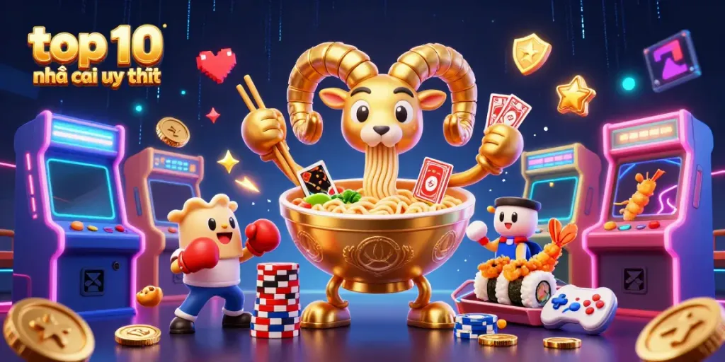 Engaging scene showcasing colorful characters and elements symbolizing top 10 nhà cái uy tín in a dynamic casino setting
