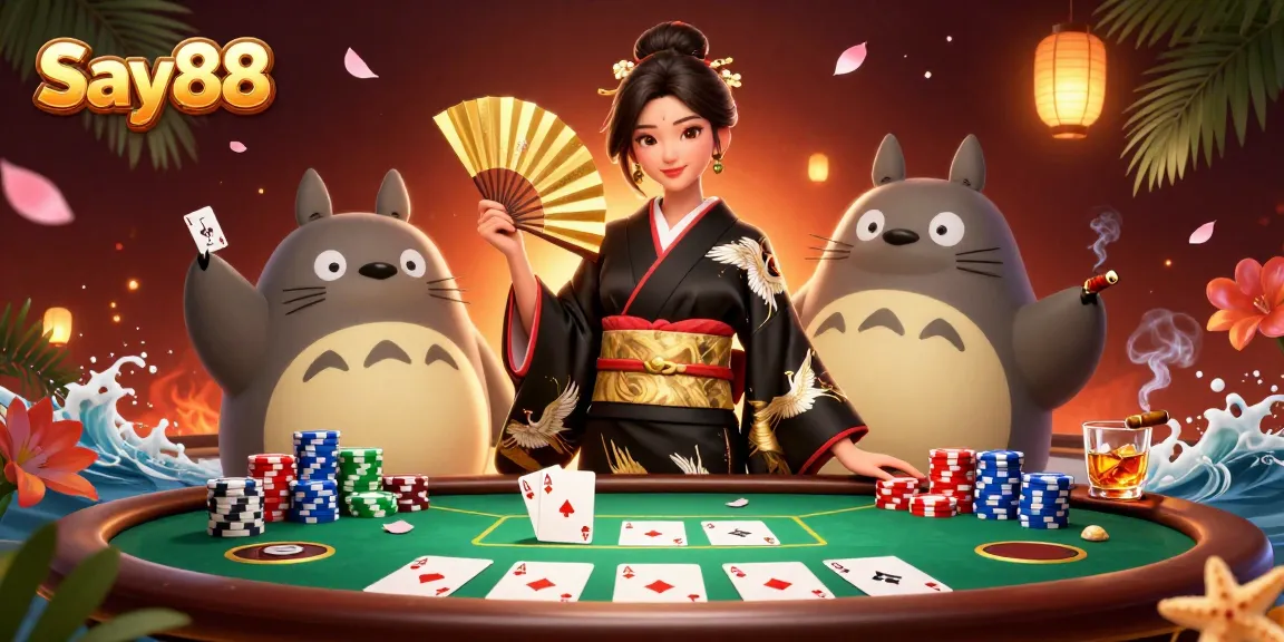 Experience the thrill of gaming at Say88 with a vibrant casino scene featuring poker excitement.