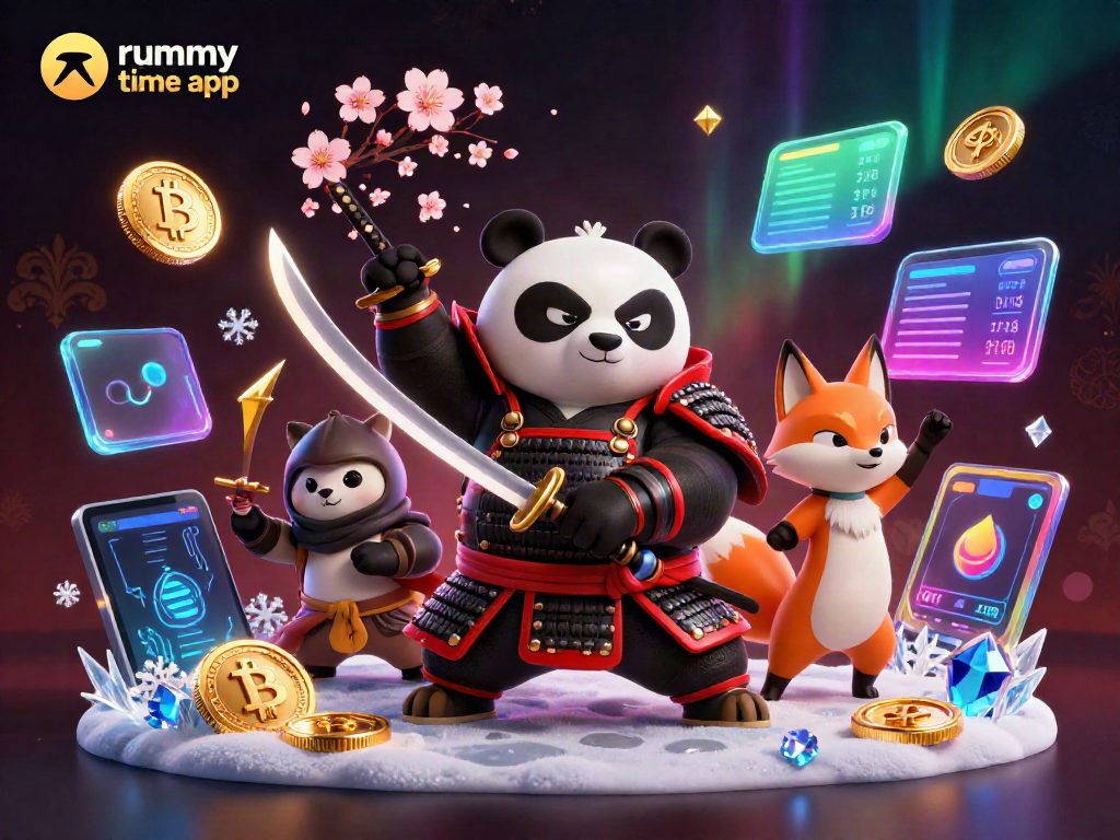 Engage with the rummy time app through thrilling anime-like characters in a vibrant digital casino.