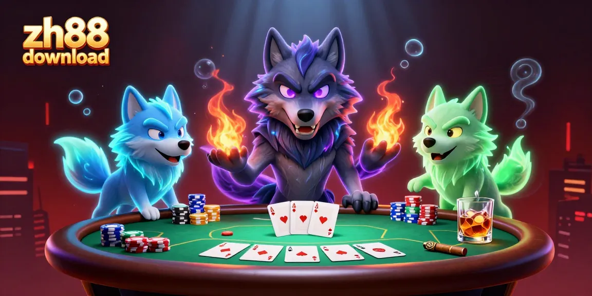 Experience thrilling gameplay with the dynamic zh88 download featuring a mystical wolf pack and vibrant gambling elements.