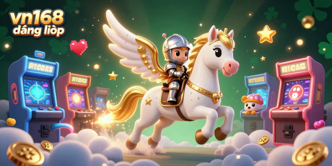 Engage with vn168 đăng nhập for exciting gambling adventures, featuring a celestial white horse and an armored knight.
