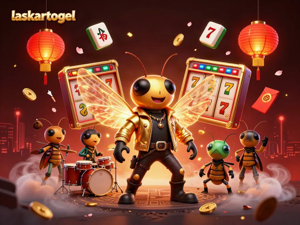 Engage with laskartogel's thrilling jackpot action in a vibrant 3D illustration featuring a rock star theme.
