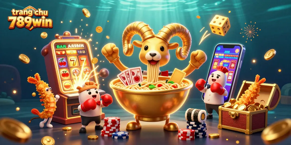Experience excitement at trang chu 789win with a vibrant 3D casino illustration showcasing unique characters and dynamic game elements.