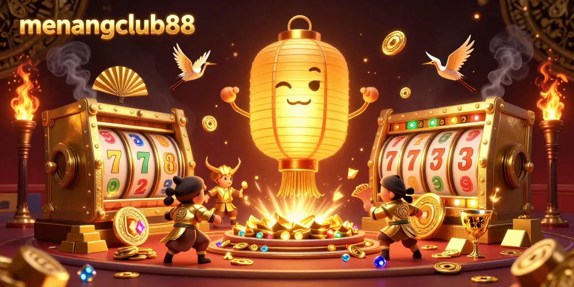 Experience the thrill of winning at menangclub88's vibrant casino scene filled with golden treasures and lucky symbols.