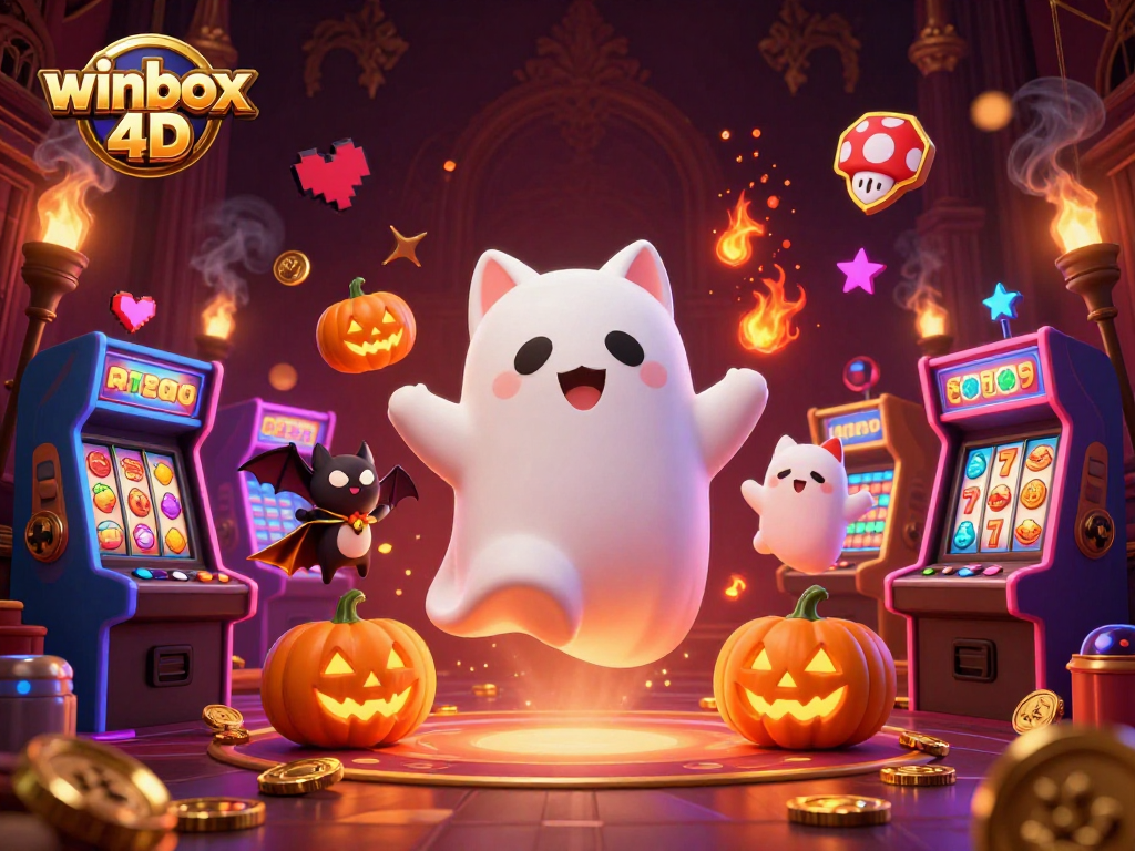 Engage with the vibrant winbox 4d experience in a dynamic haunted casino scene.