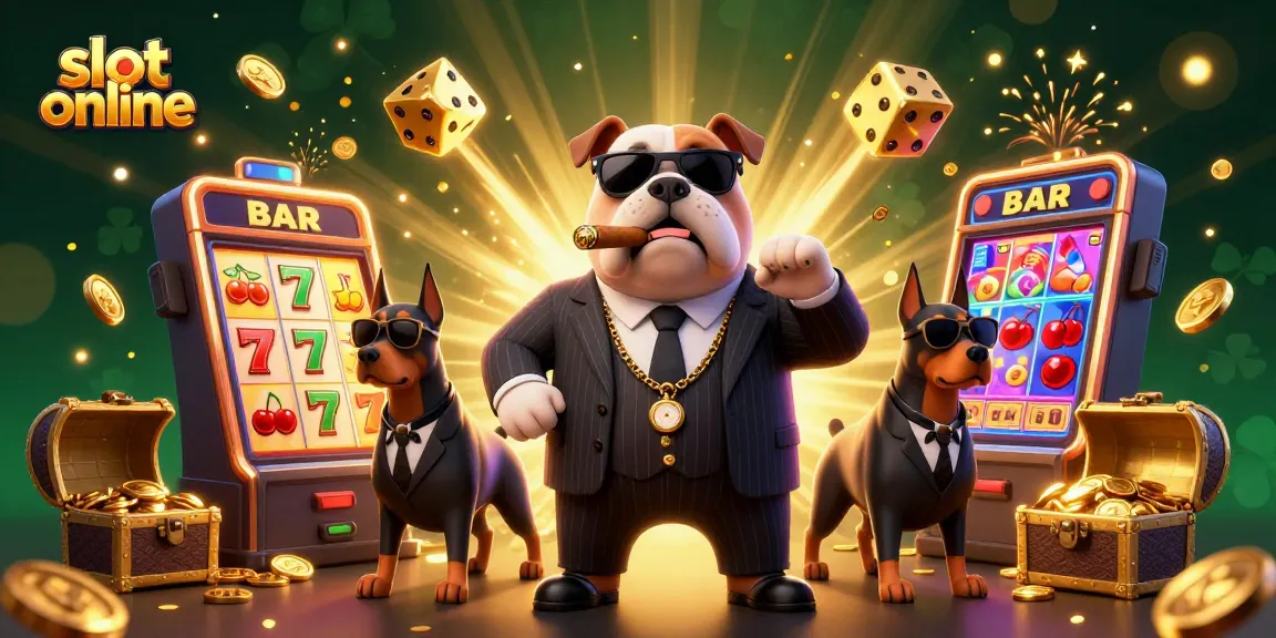 Menangkan jackpot di slot online dengan ilustrasi menarik mafia dan elemen permainan.