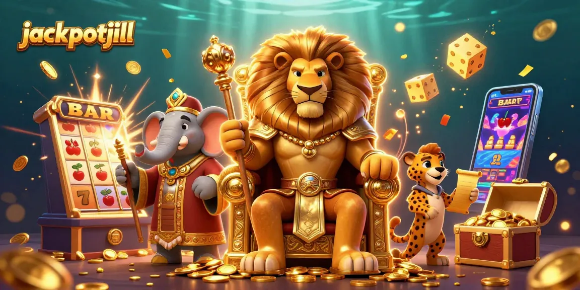 Win big with jackpotjill in this vibrant casino scene featuring dynamic characters and thrilling gaming elements.