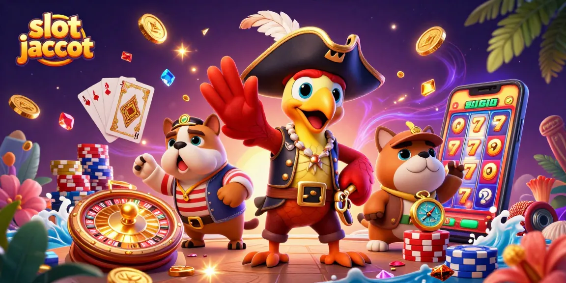 Slot jackpot menarik dengan karakter kasino 3D yang mengasyikkan dan elemen permainan.