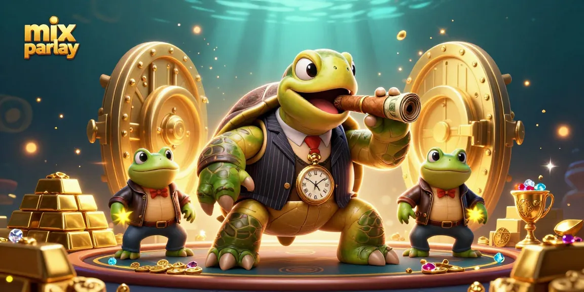 Engage in mix parlay betting with a vibrant casino scene featuring cartoon characters and treasures.