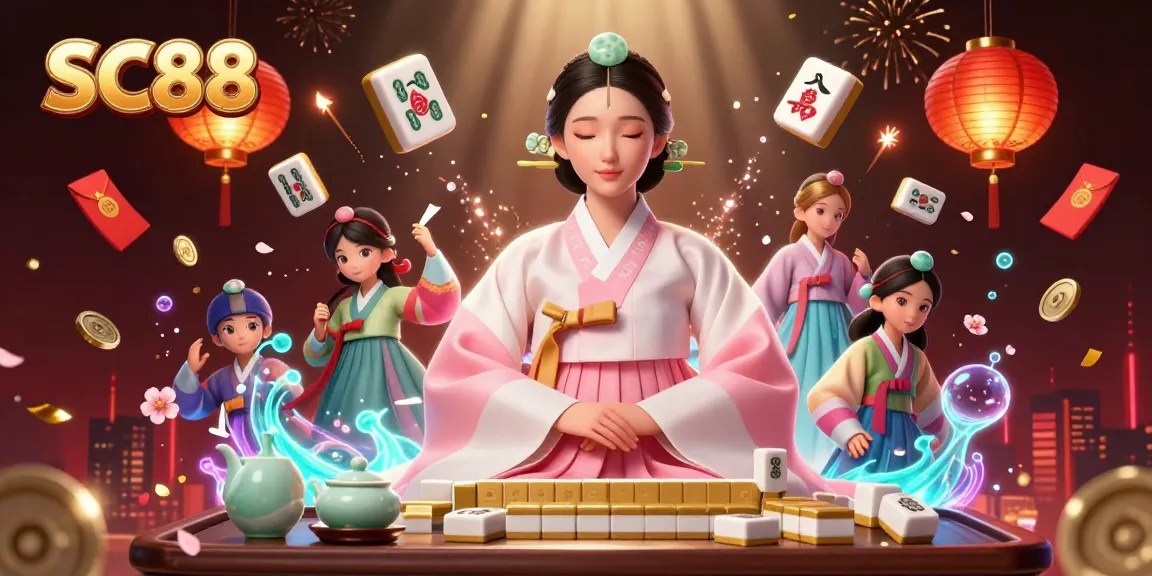 Experience SC88 with vibrant mahjong elements and elegant traditional motifs in this dynamic casino scene.