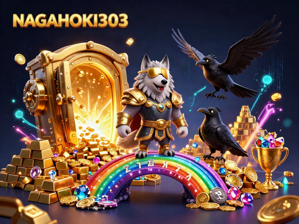 Memenangkan hadiah di NAGAHOKI303 dengan gambar penuh keajaiban kasino dan elemen nuansa Norse.