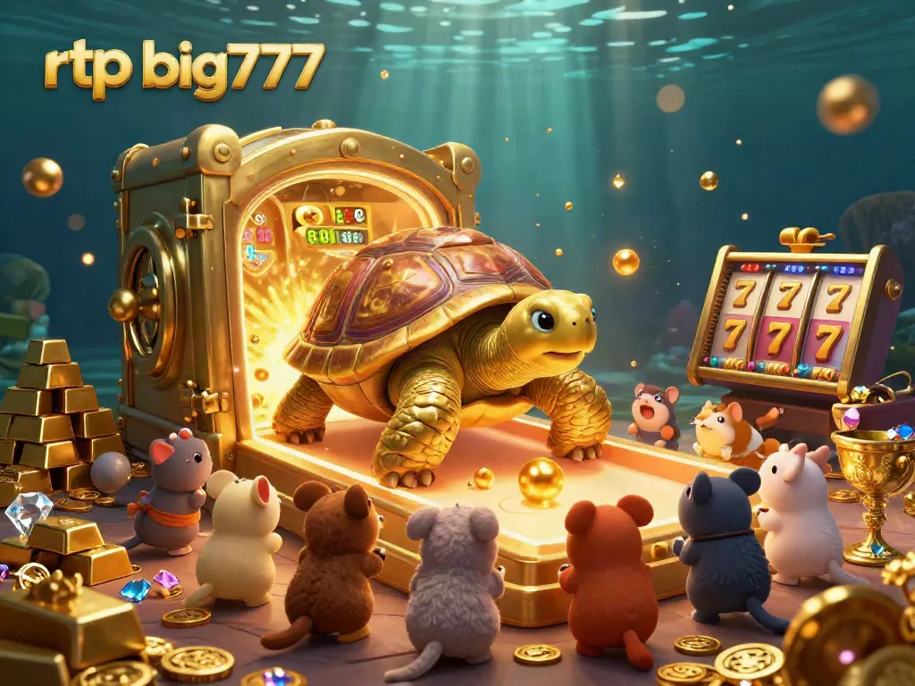 Experience the thrill of rtp big777 with this dynamic slot scene featuring a golden tortoise pinball machine.