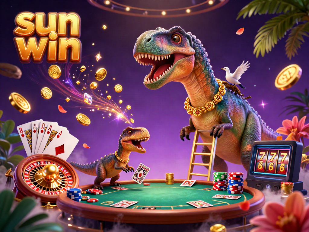 Experience sun win excitement with engaging gameplay at a vibrant casino featuring unique dinosaur characters.